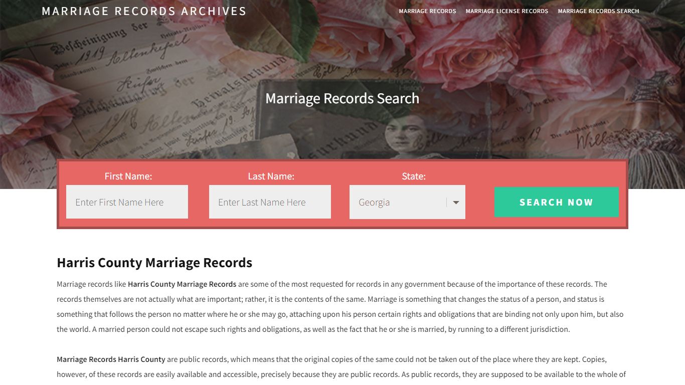 Harris County Marriage Records
